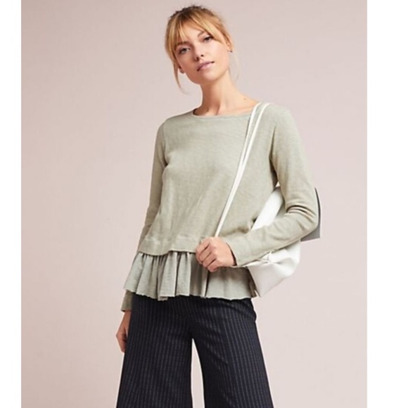 ruffle hem long sleeve top